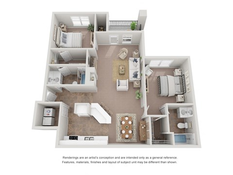 Floor plan for 2 beds, 2 baths, 1013 sqft